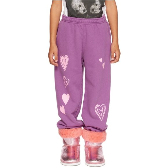 KIDS WORLDWIDE SSENSE Exclusive Kids Purple Heart Lounge Pants Sz 8 - Picture 1 of 8